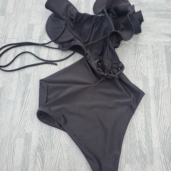 New Kanomi One Shoulder black Swimsuit UV Sun Protection handmade One Piece sexy - Picture 5 of 8